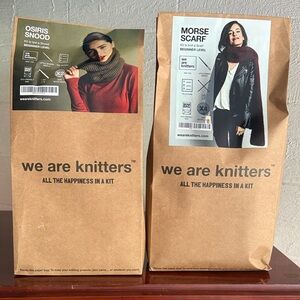 Set of 2 Complete Knitting Kits, snood and scarf beginner